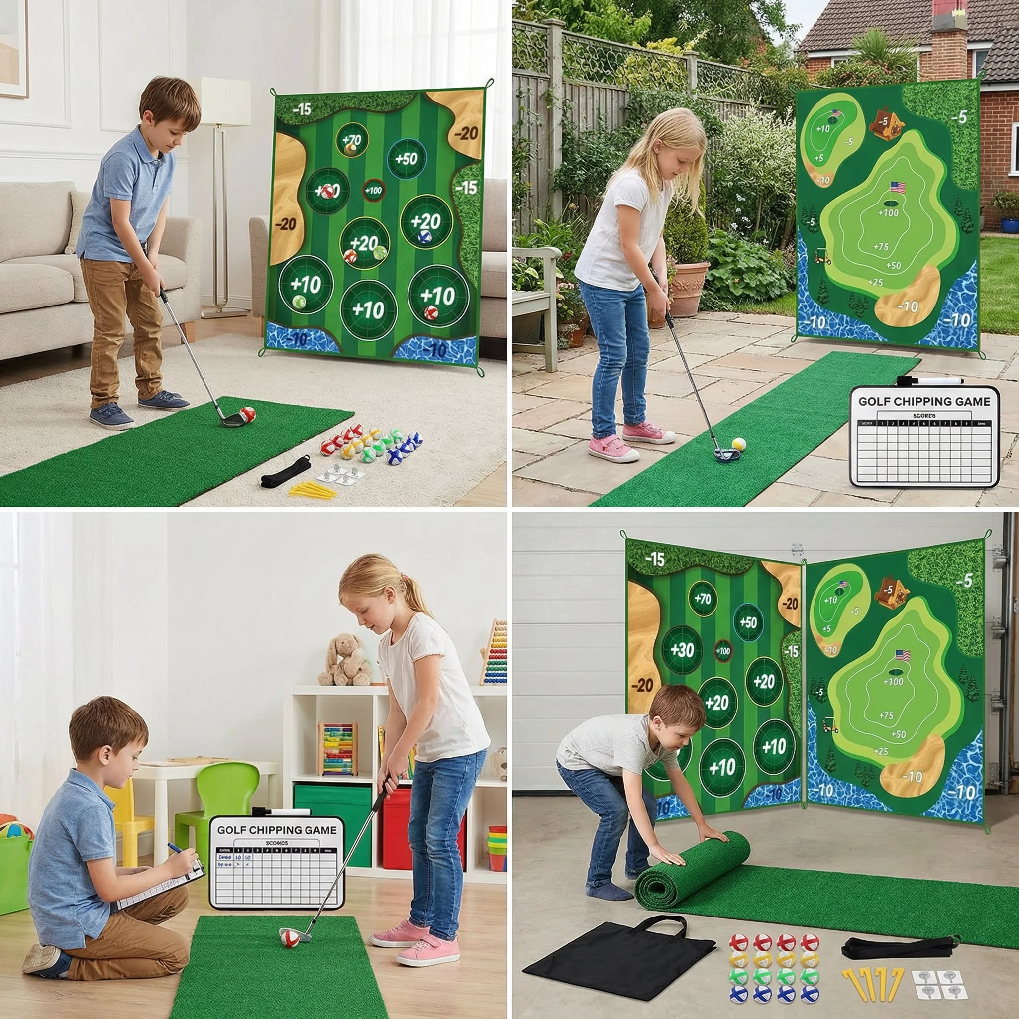 2in1 Golf Training & Play Set – Indoor & Outdoor Swing Mat with Target Wall & Club - Image 4