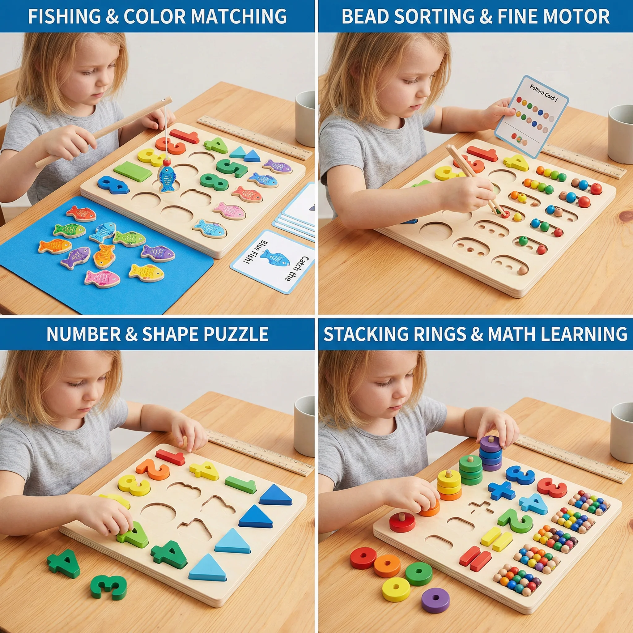 6-in-1 Montessori Wooden Fishing Game – Numbers, Colours & Fine Motor Skills Learning Toy for Kids - Image 4