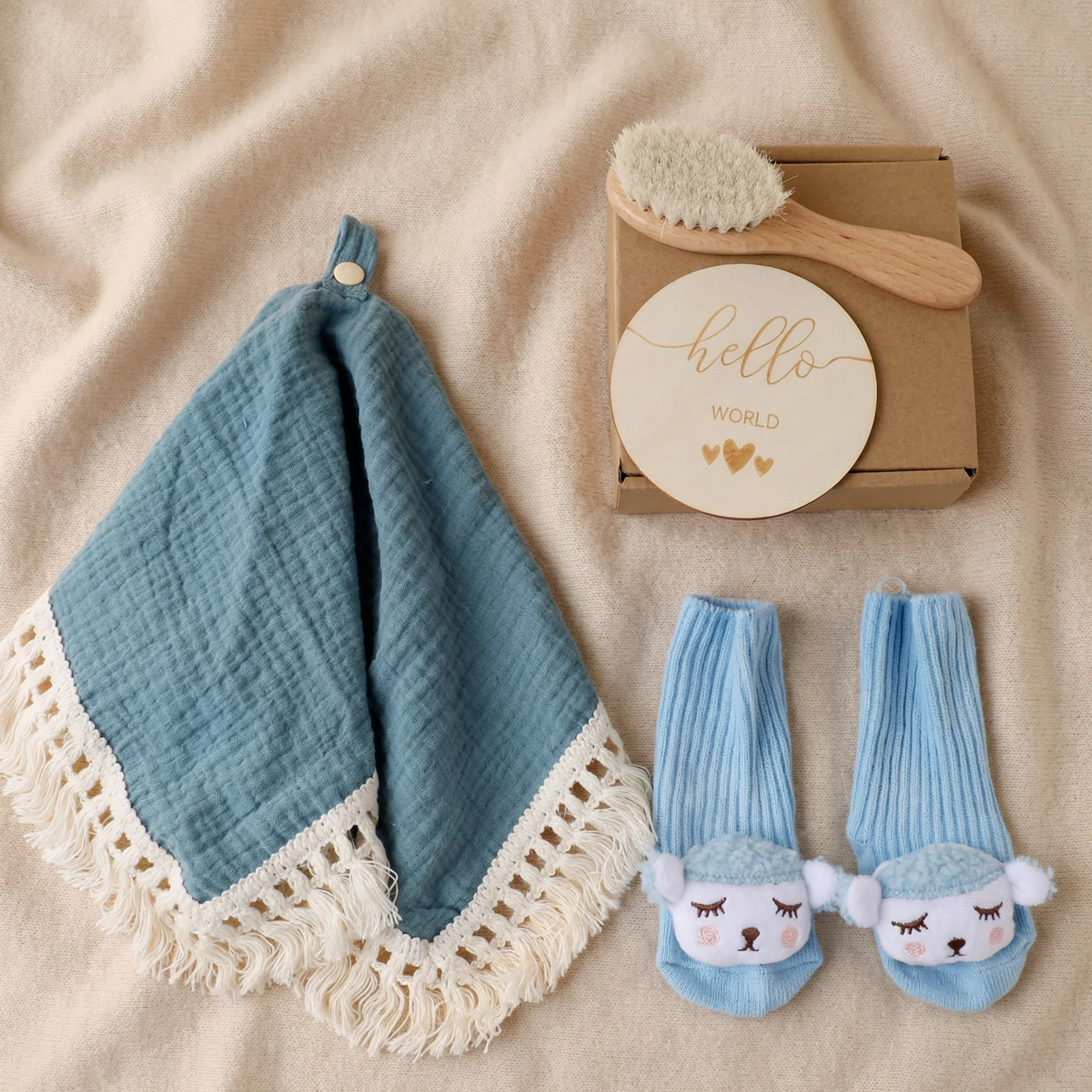 Baby Care Gift Box – Towel, Socks or Headband & Bath Brush for Newborns - Image 10