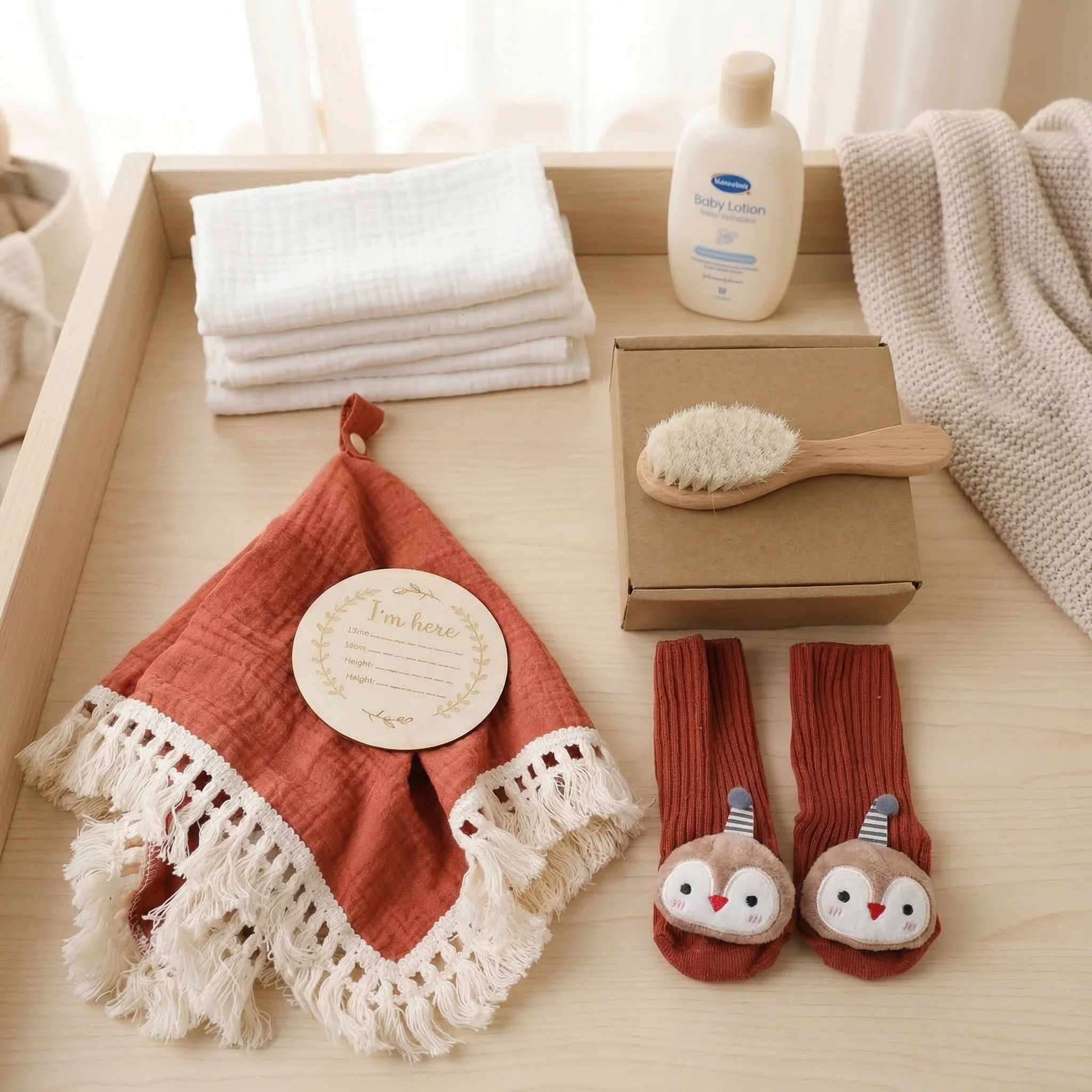 Baby Care Gift Box – Towel, Socks or Headband & Bath Brush for Newborns - Image 11