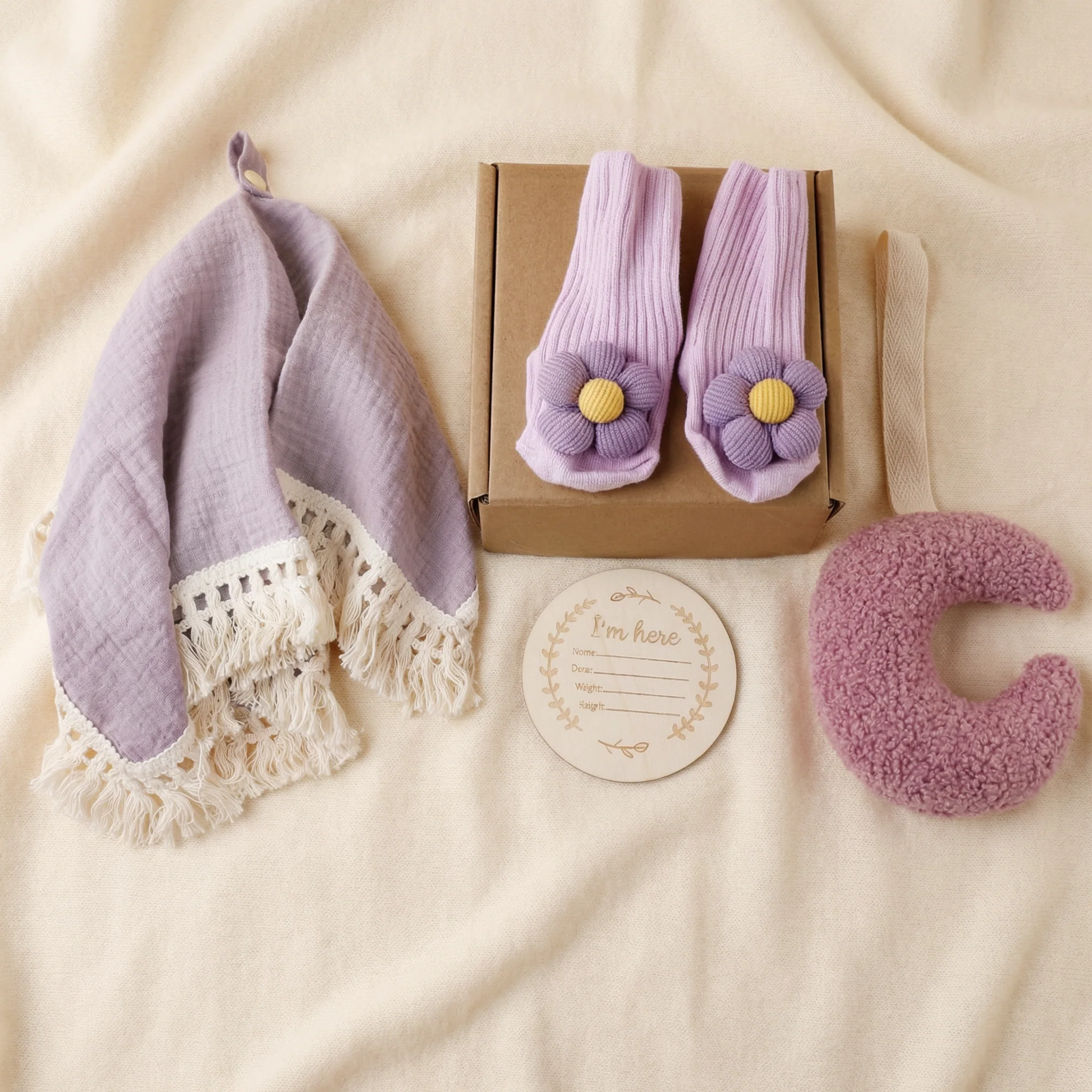 Baby Care Gift Box – Towel, Socks or Headband & Bath Brush for Newborns - Image 7