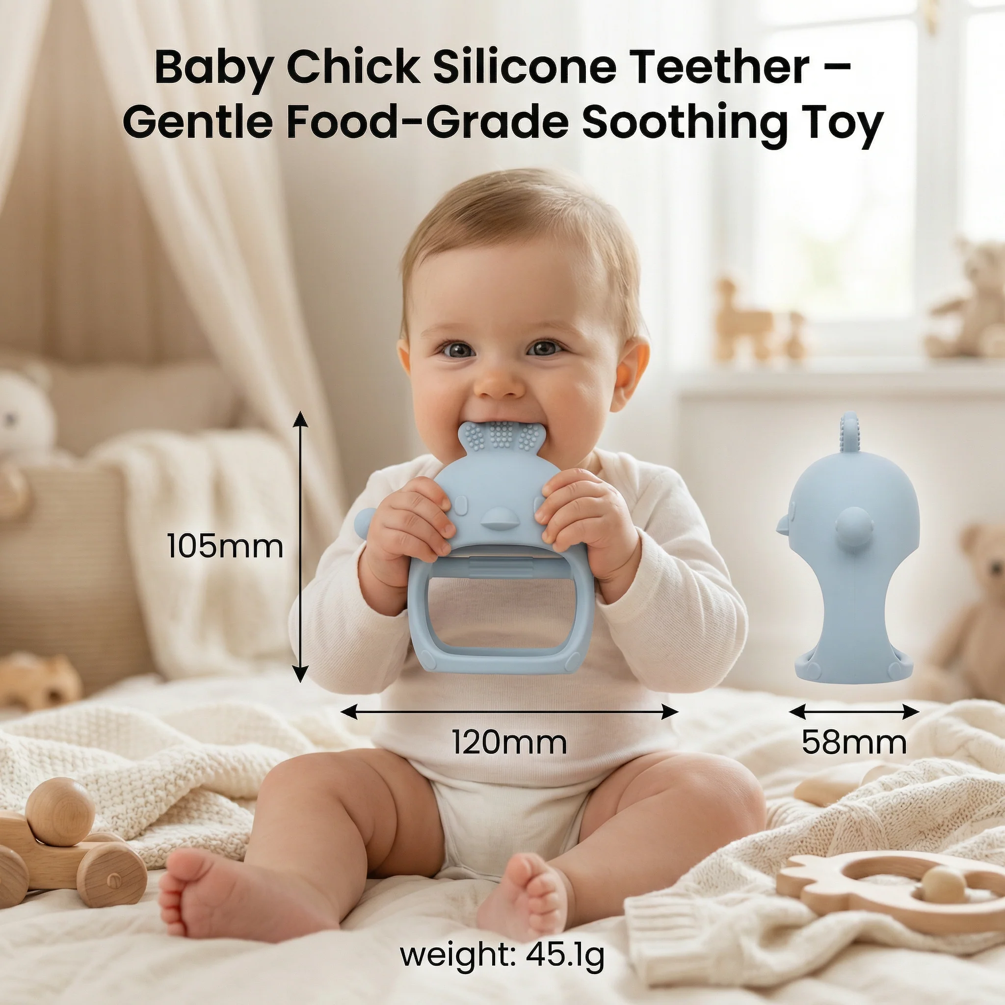 Baby Chick Silicone Teether – Gentle Food-Grade Soothing Toy - Image 5