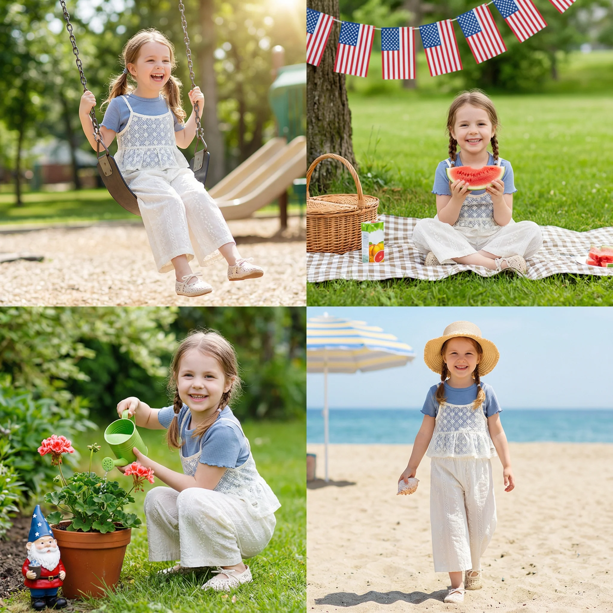 Baby Girl 3-Piece Summer Outfit – Lace Short Sleeve Top & Pants Set - Image 4