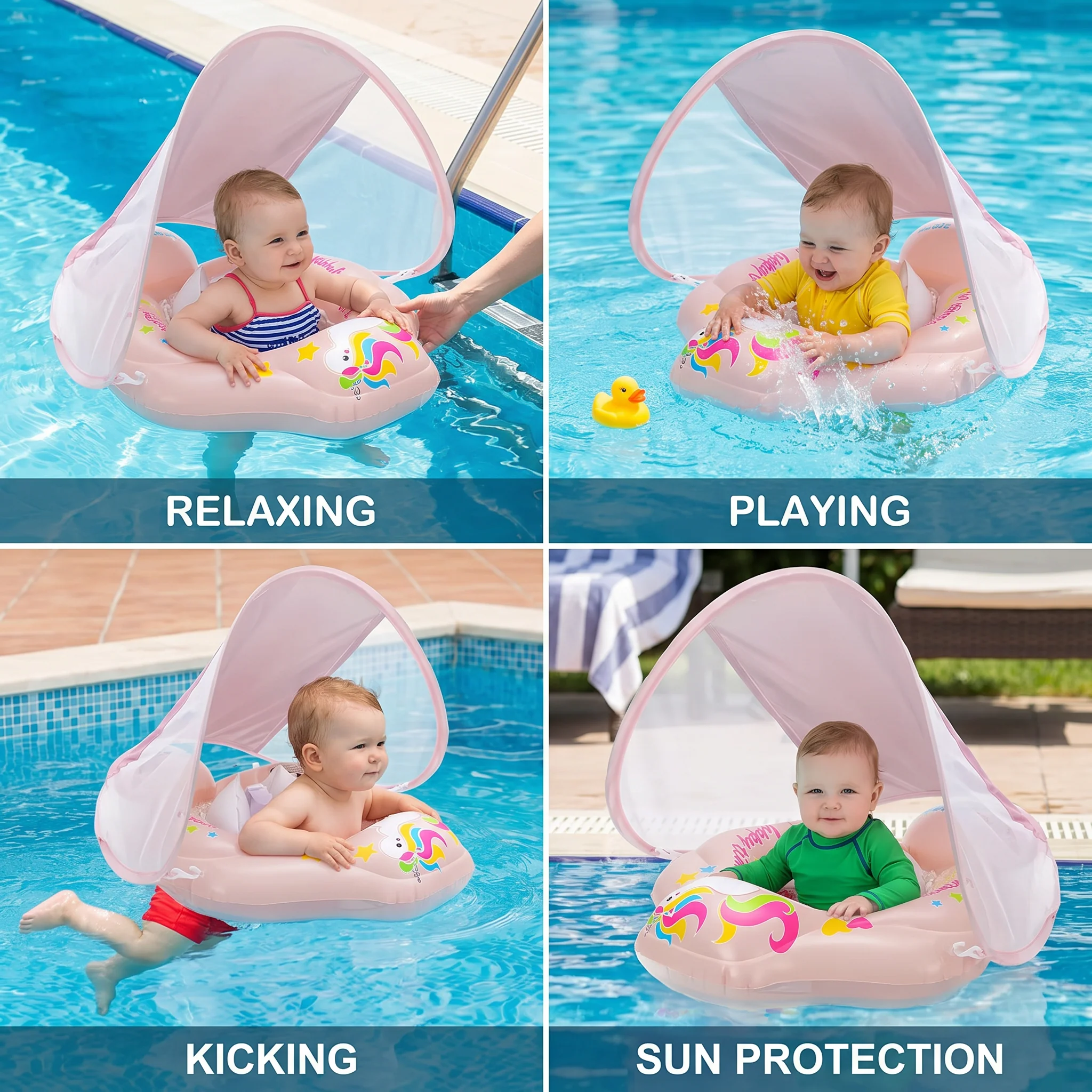 Baby Swim Float with Sun Canopy & Safety Seat – Inflatable Pool Float for Babies - Image 4