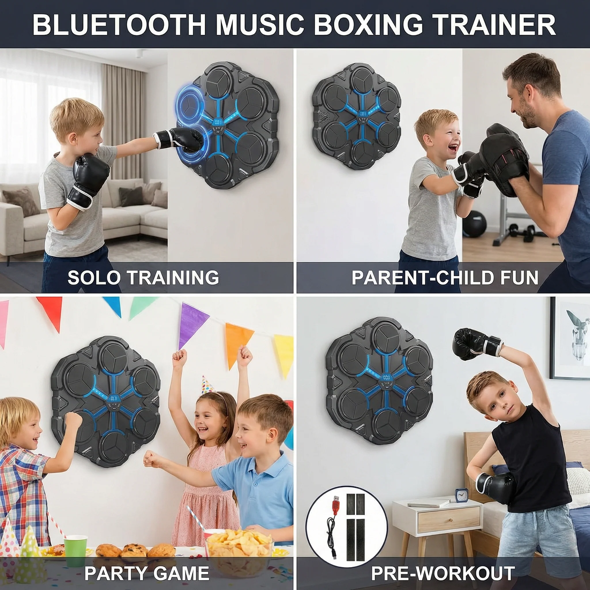 Bluetooth Music Boxing Trainer – Interactive Wall Punching Target with Lights & Sound - Image 4
