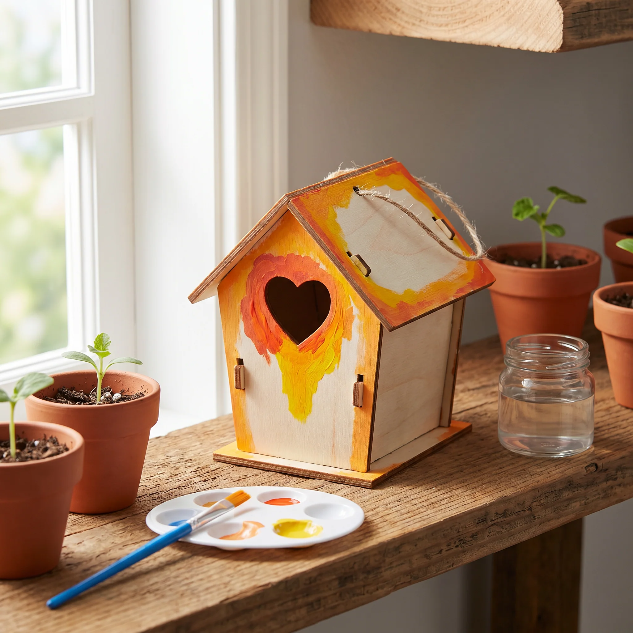 Colorful DIY Wooden Birdhouse Kit for Kids – Paint & Craft Set - Image 9