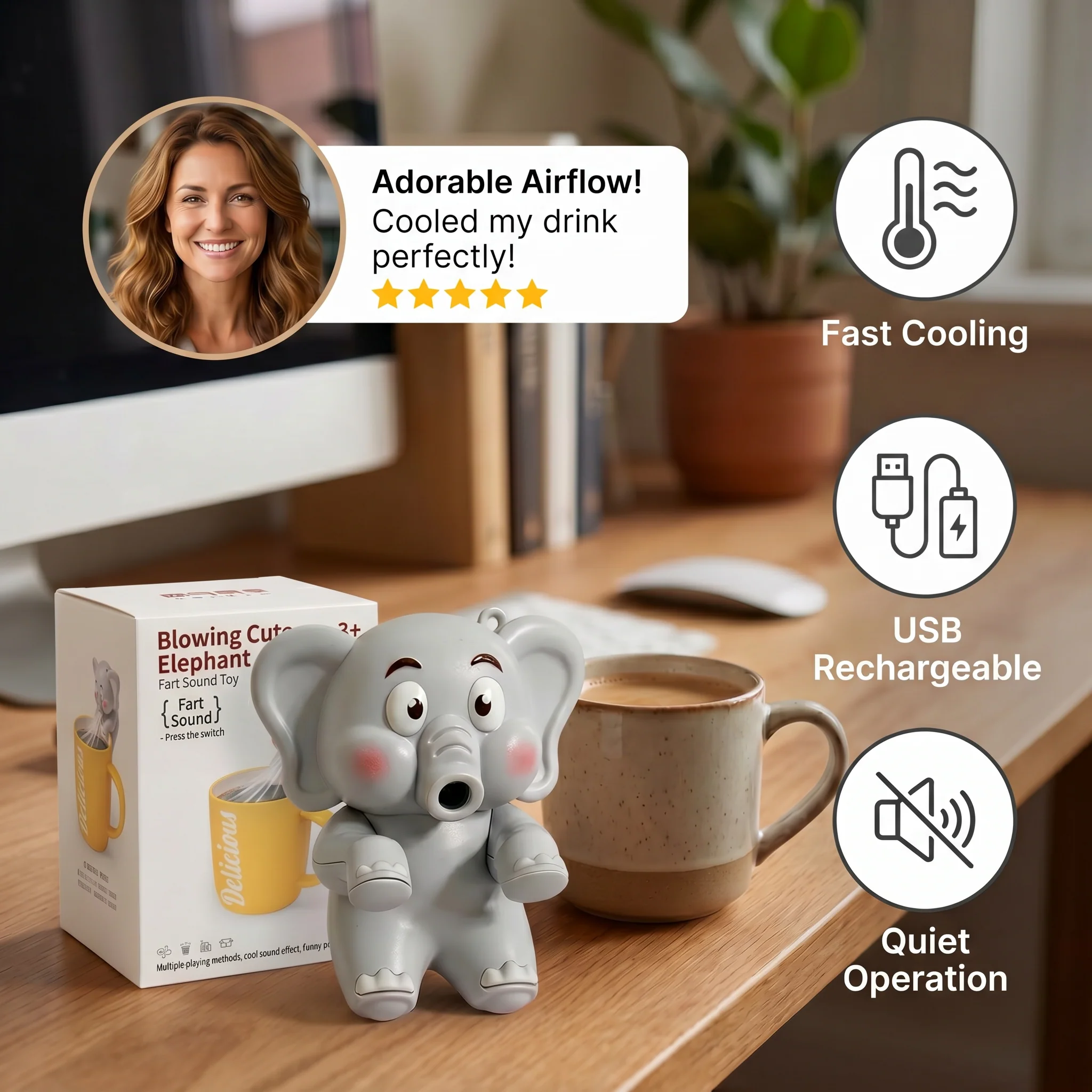 Cute Animal Mug Cooling Fan - Image 2