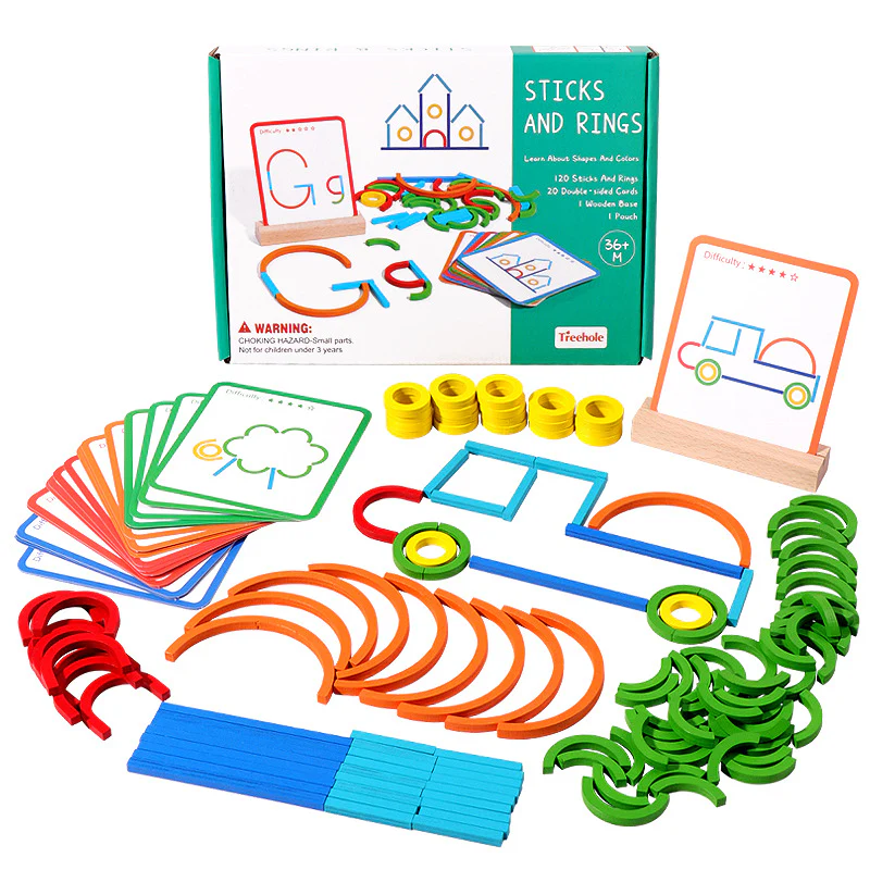 Educational Montessori Sticks and Rings Building Blocks - Image 7