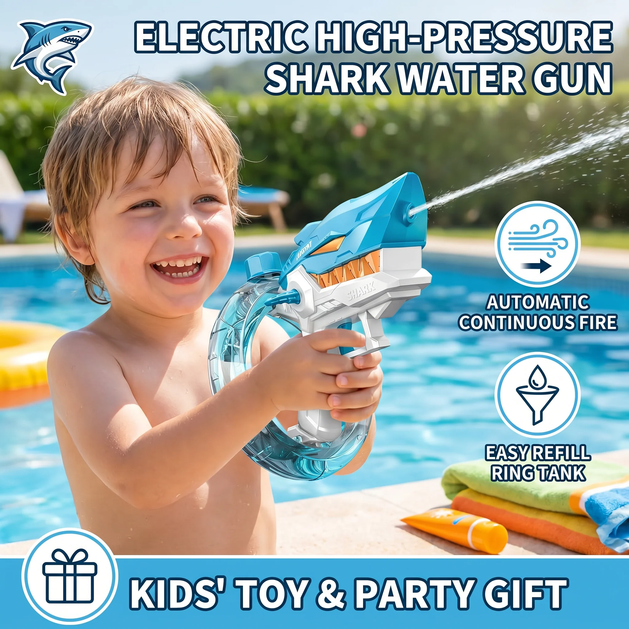 Electric Shark Water Gun for Kids – Fully Automatic Water Blaster for Hot Summer Fun - Image 4