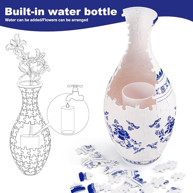 Elegant 3D puzzle vase - Suitable for real flowers - Image 4