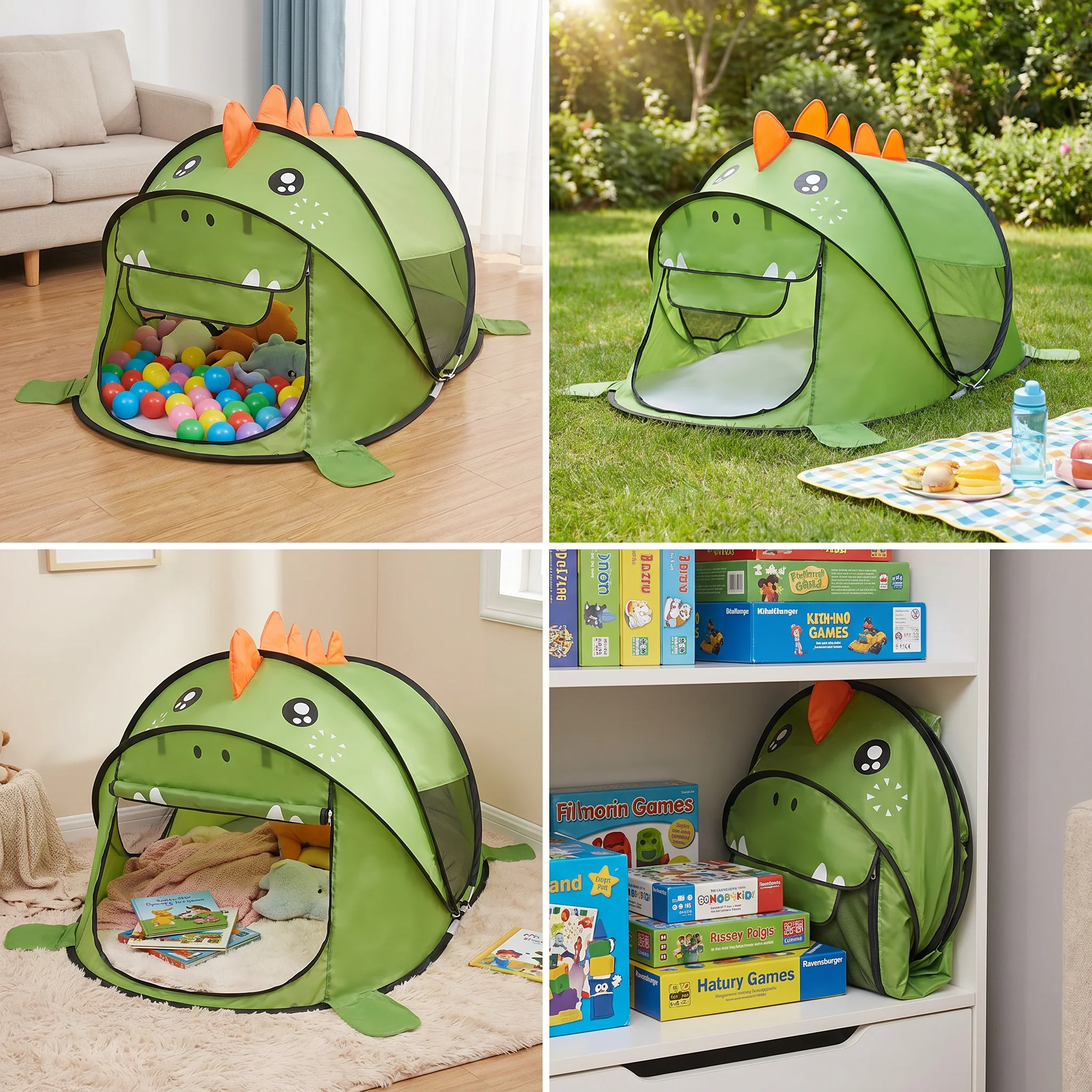 Foldable Dino Play Tent for Kids – Perfect for Warm Days & Cozy Playtime - Image 4
