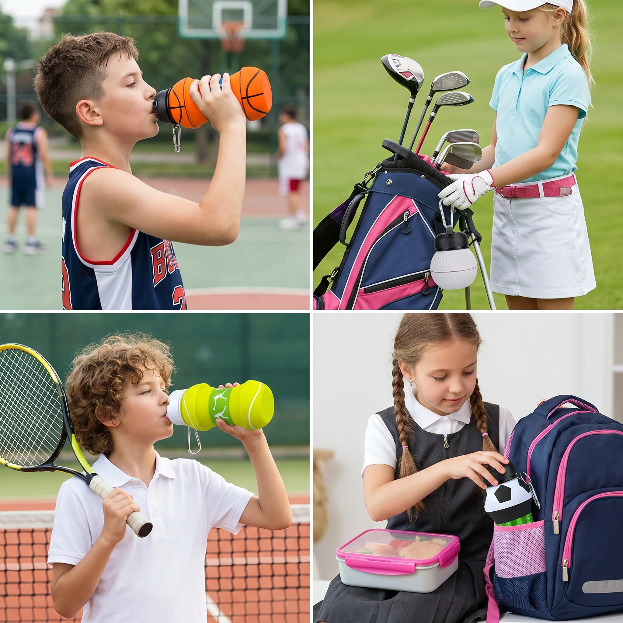 Foldable & Durable Silicone Football Water Bottle - Image 5