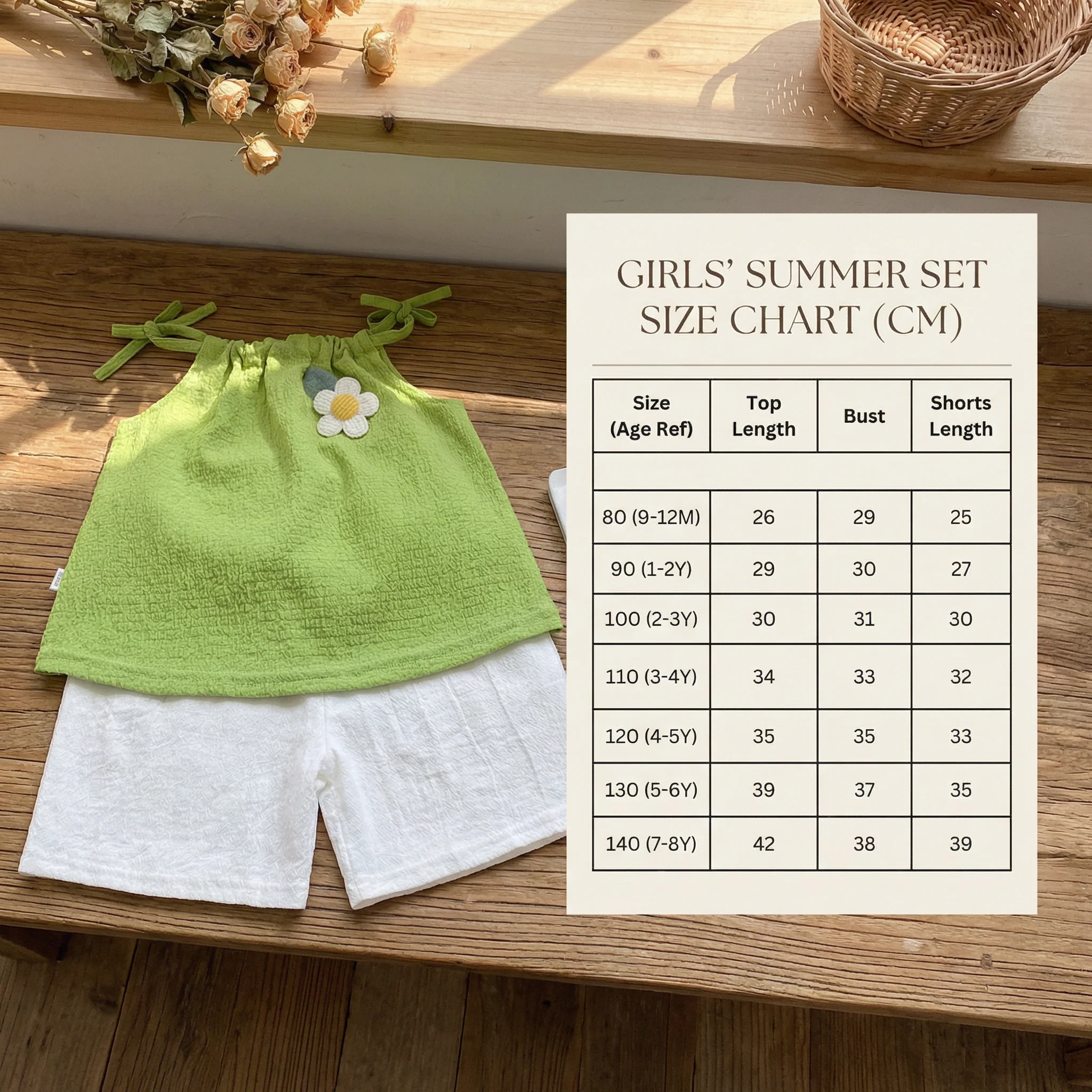 Girls’ Korean Style Summer 2-Piece Set – Floral Camisole Top & Shorts - Image 5