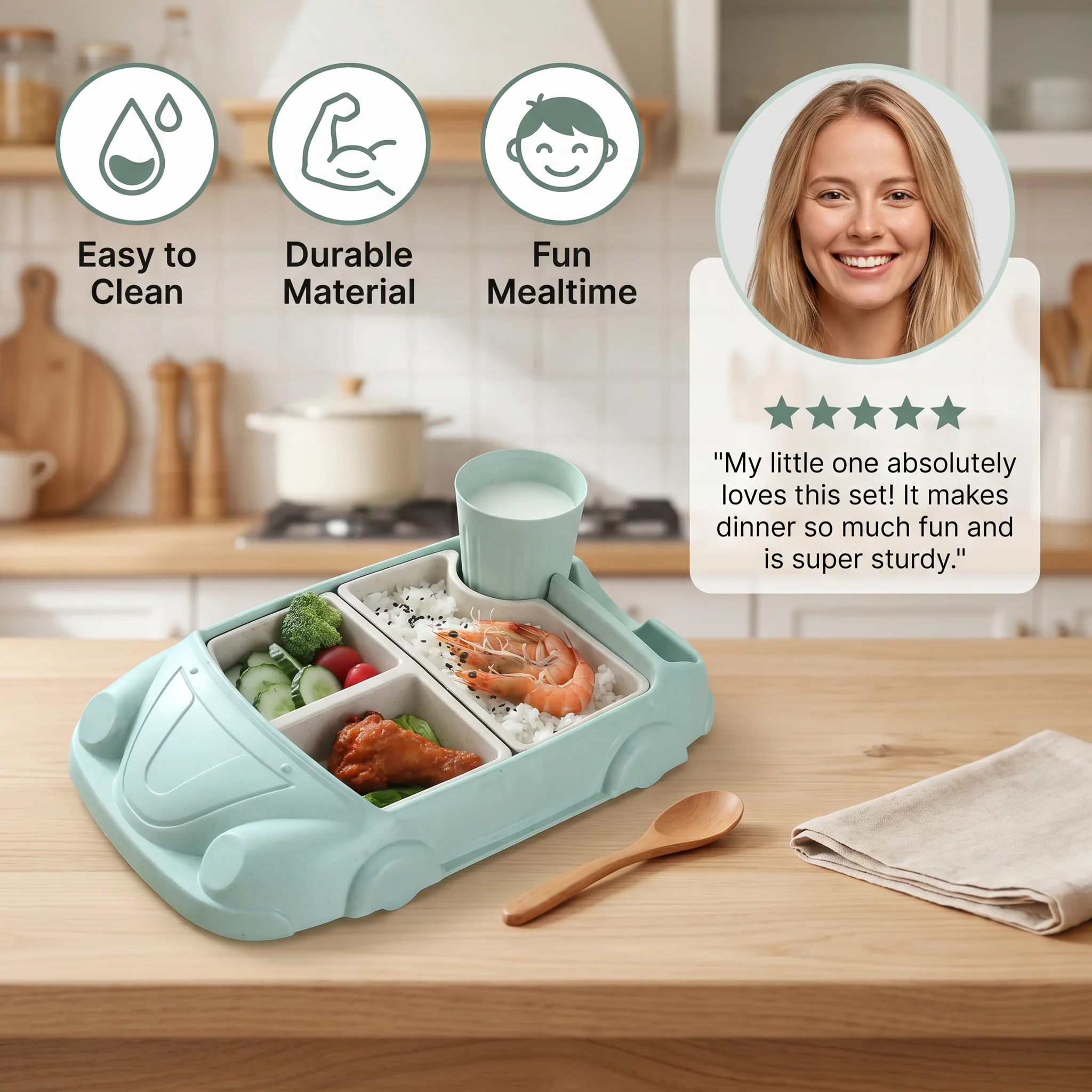 Kids Dinnerware Set in Car Design - Image 3