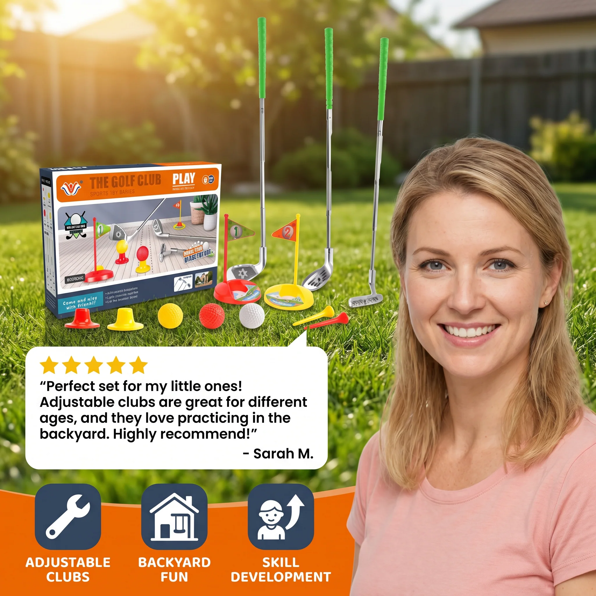 Kids Golf Set with Adjustable Clubs – Perfect for Backyard Play - Image 2