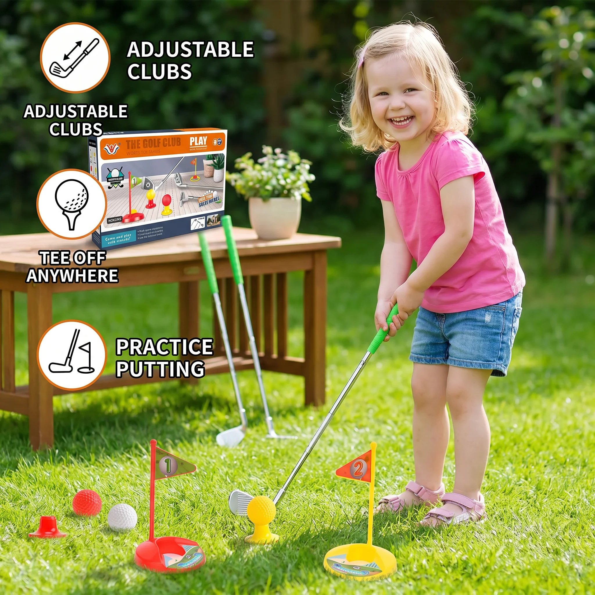 Kids Golf Set with Adjustable Clubs – Perfect for Backyard Play - Image 3
