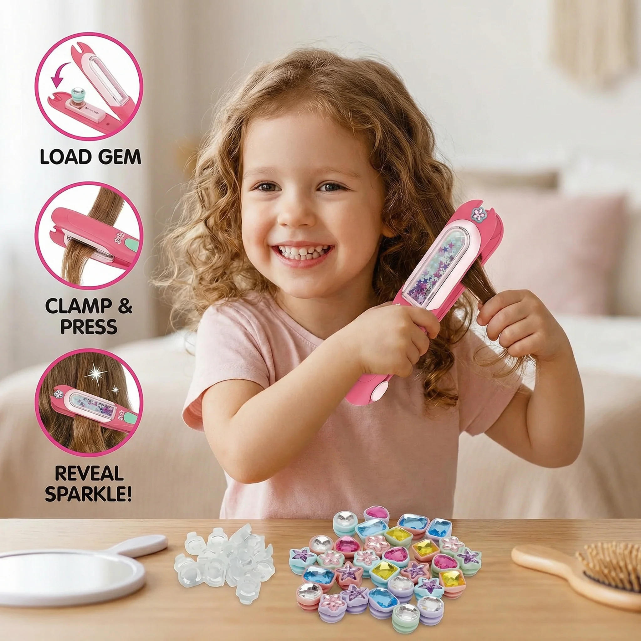 Kids Hair Gem Styling Kit – Hair Gem Stamper with Reusable Sparkling Gems - Image 3