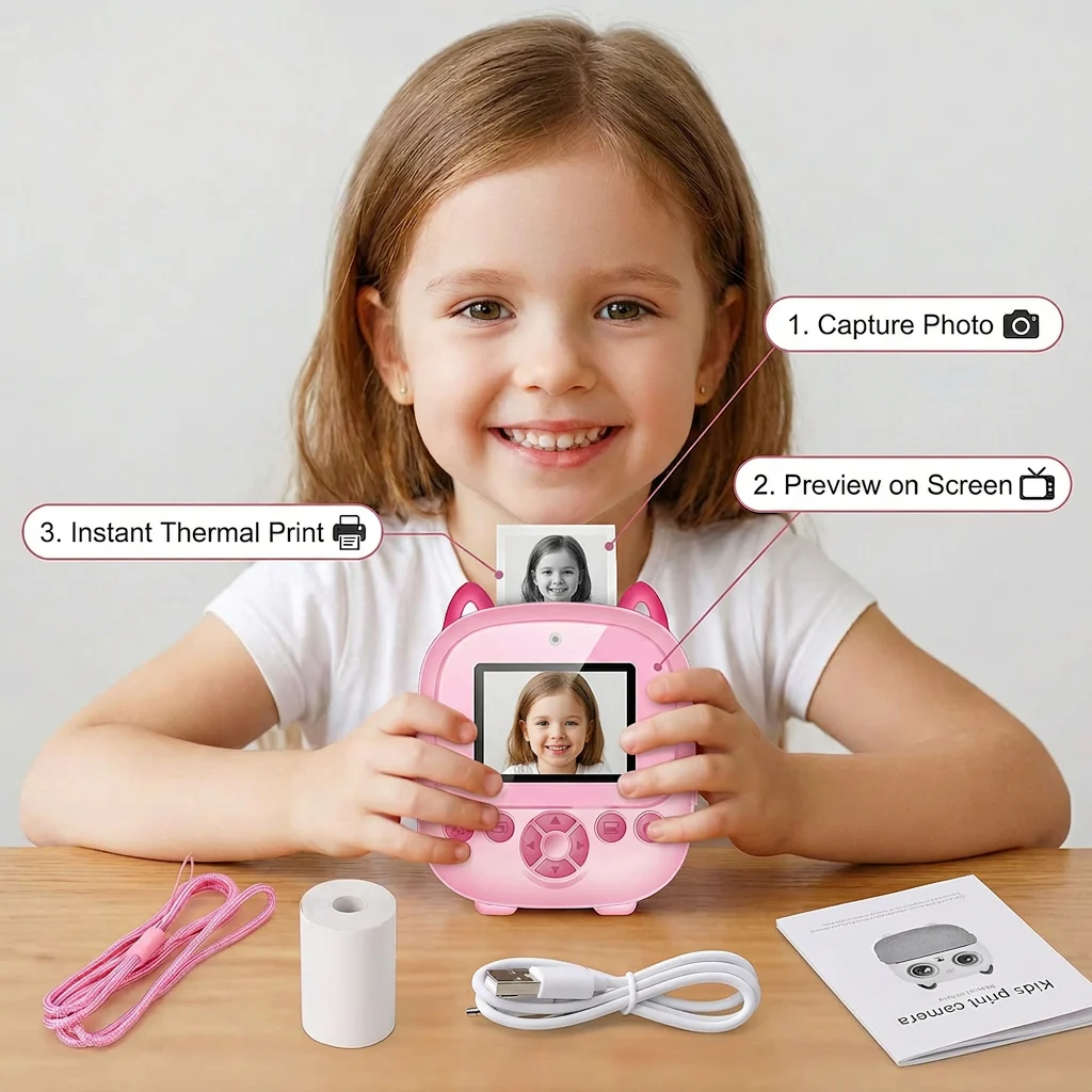 Kids Instant Print Camera – Mini HD Digital Camera with Built-in Printer - Image 3