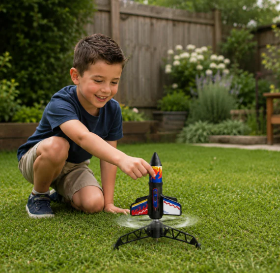 Kids Rocket Launcher with Parachute – Motorized Toy Rocket for Outdoor Adventures