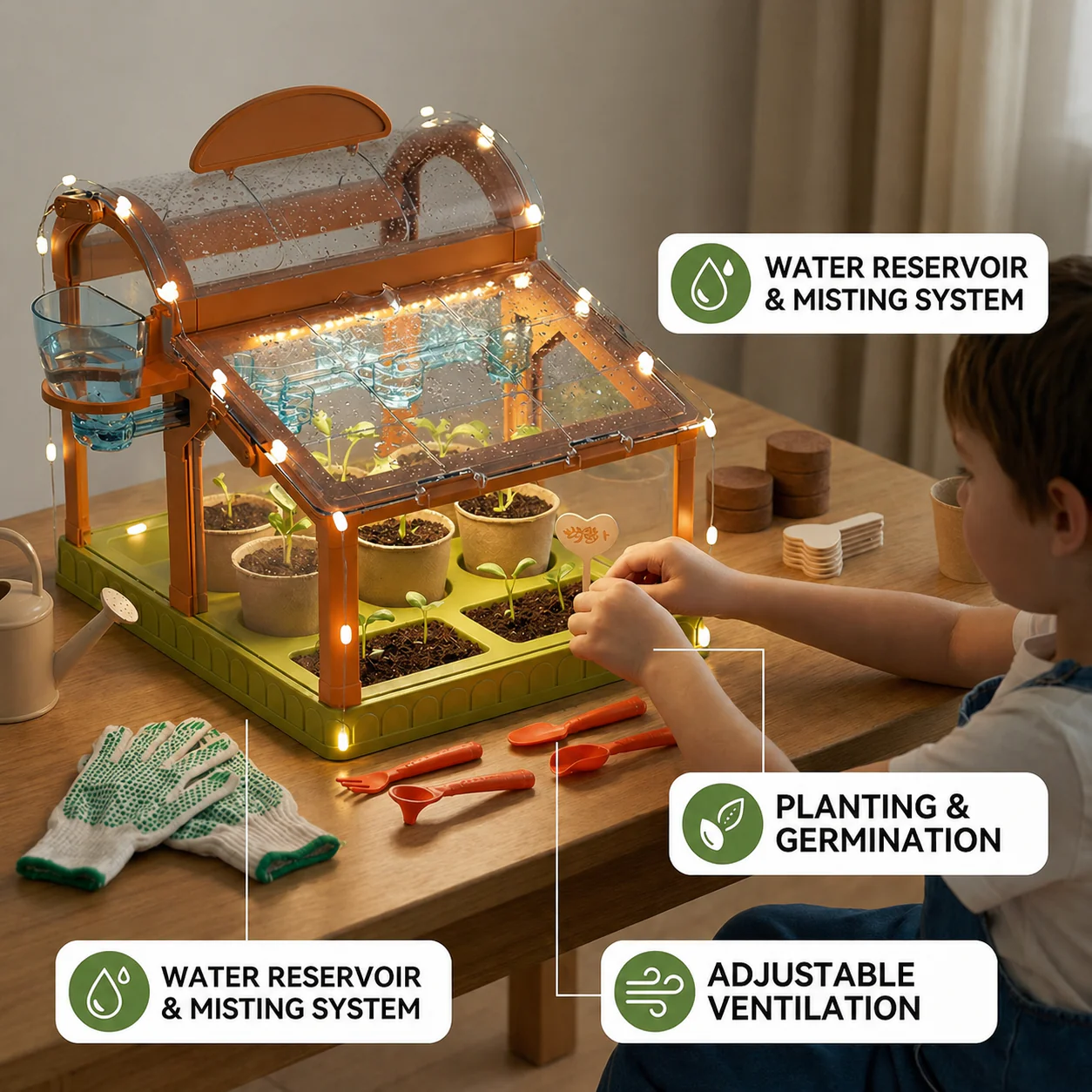 Acrylic Kids Greenhouse – Indoor Plant Growing Kit for Learning & Fun - Image 3