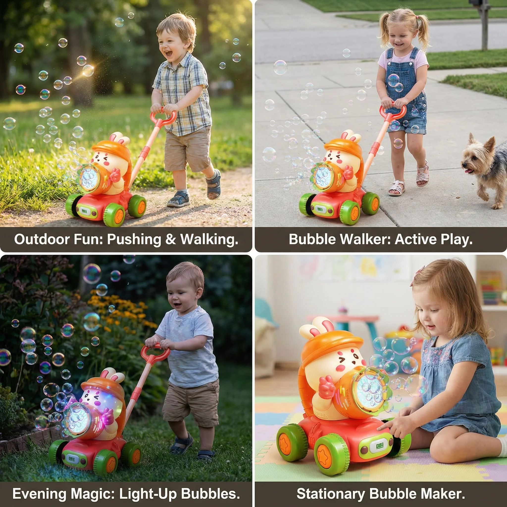 Light-Up Bubble Push Toy – Bubble Blowing Walker for Kids - Image 4
