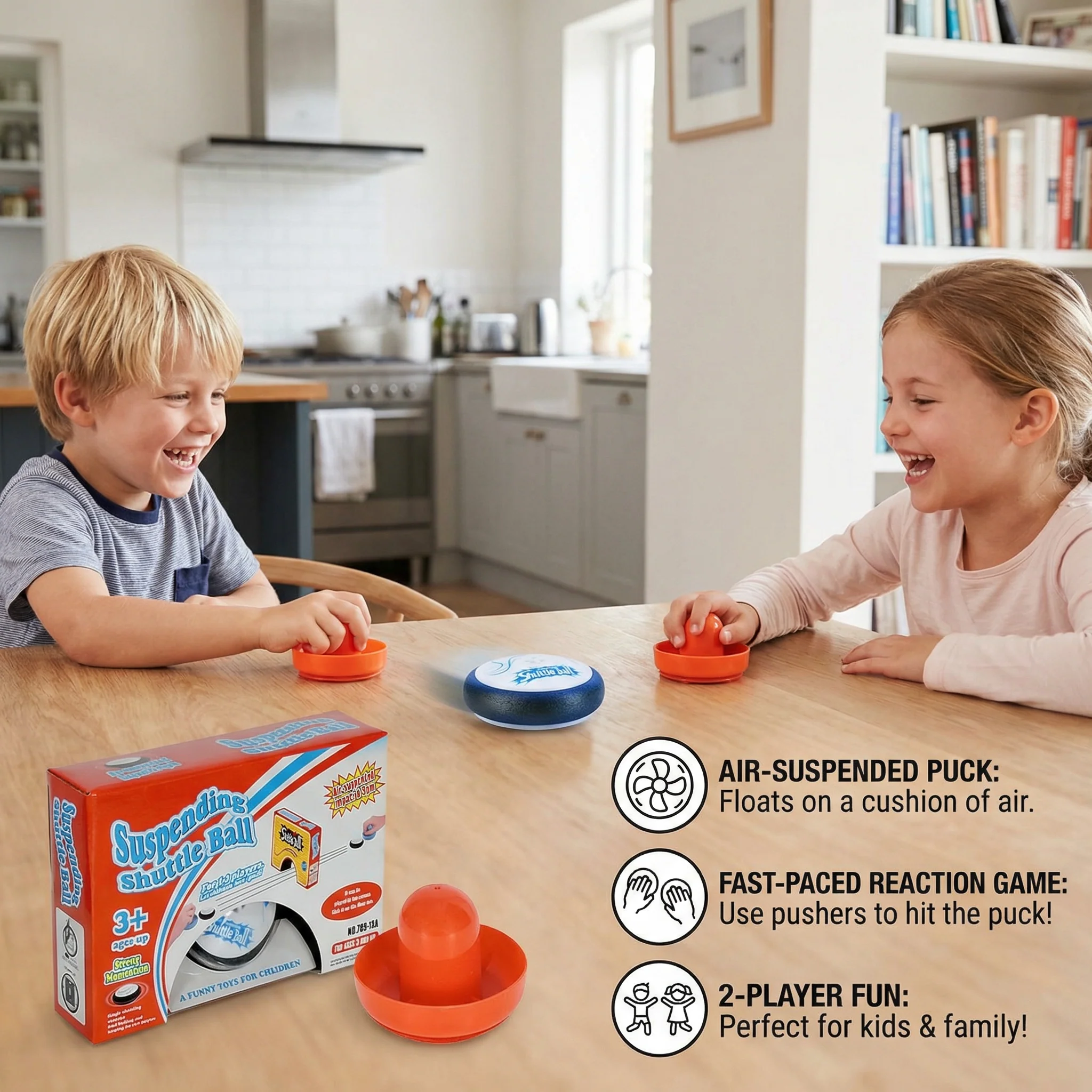 Mini Air Hockey Table Game for Kids – Reaction Game with Pucks - Image 3