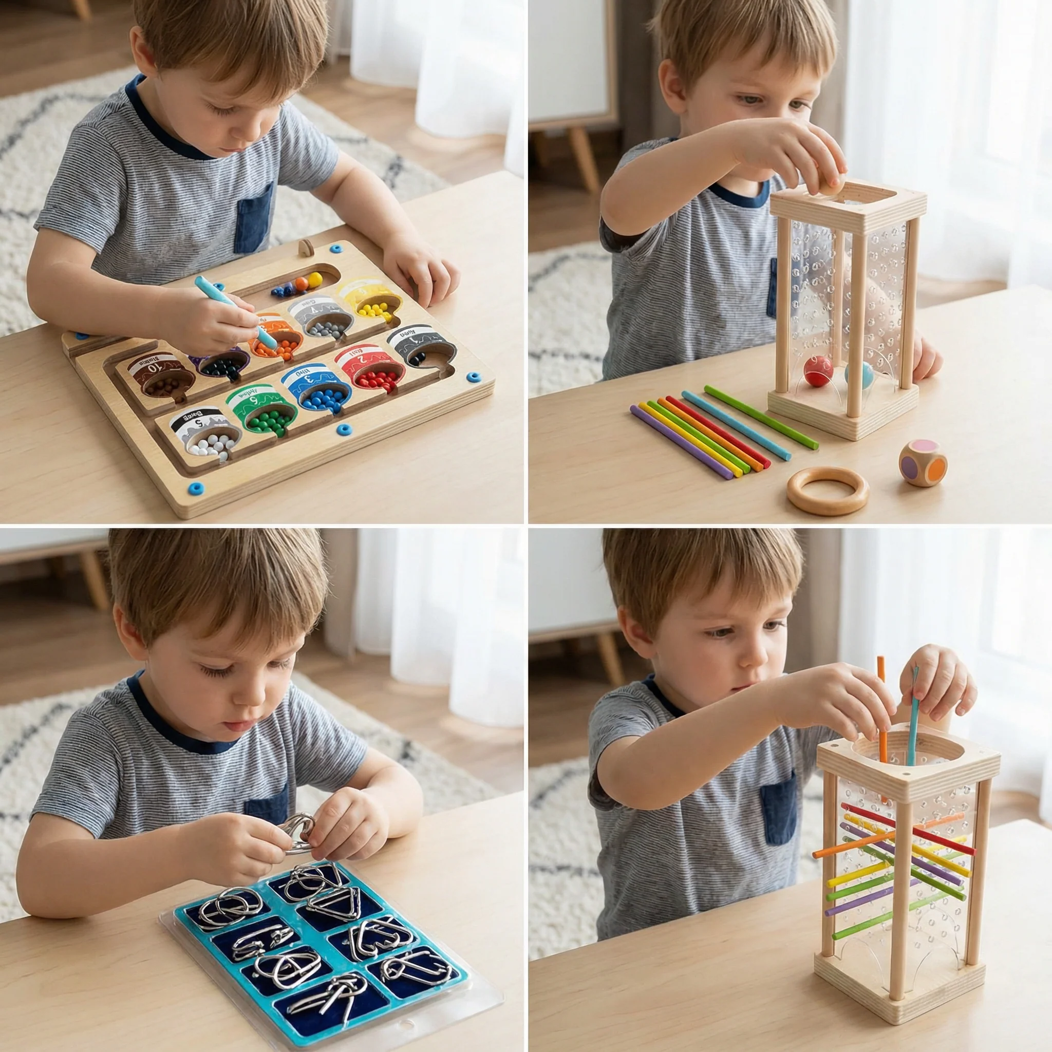 3-piece Montessori Learning & Puzzle Activity Set for Kids - Image 4