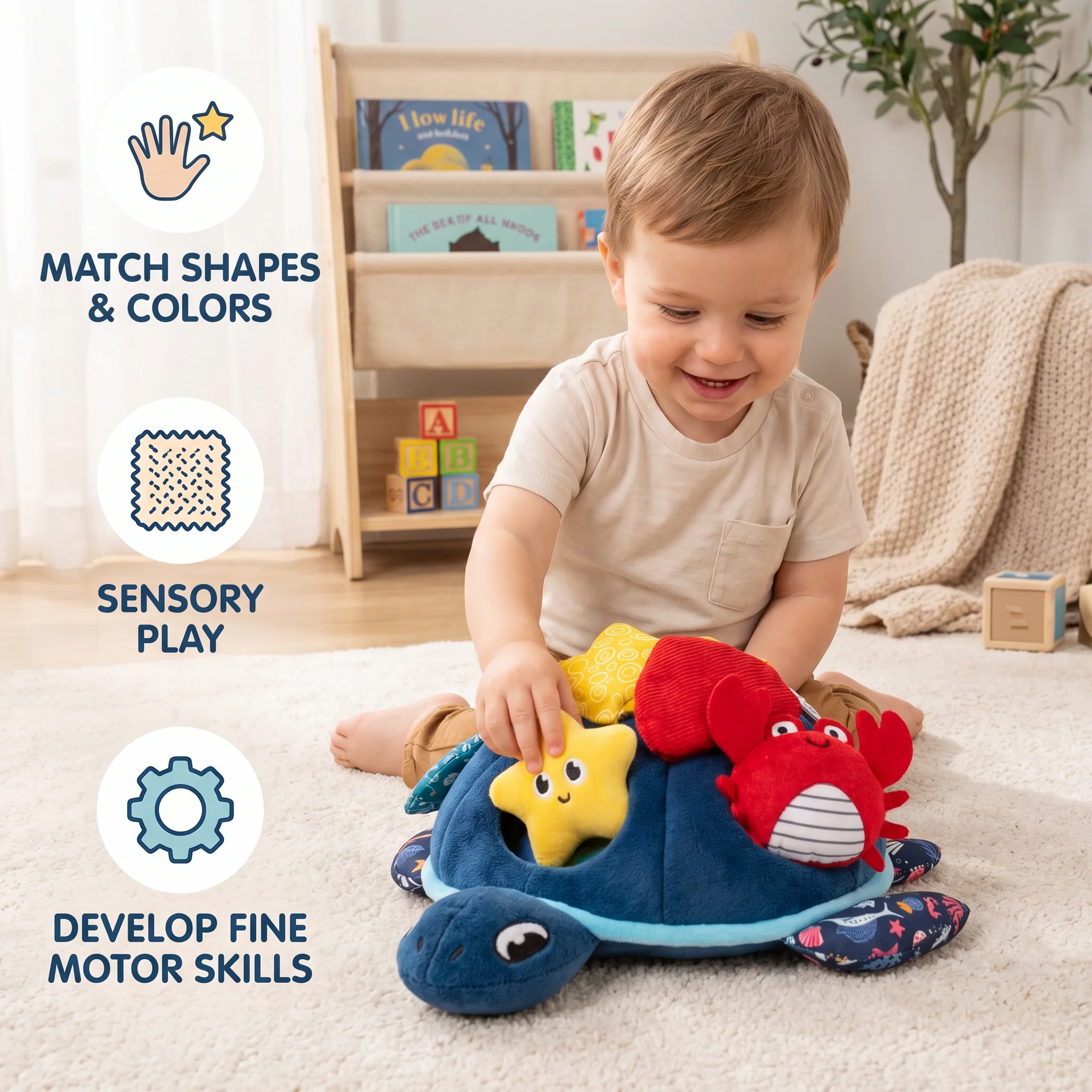 Montessori Turtle Activity Toy – Soft Sensory Play for Kids - Image 3