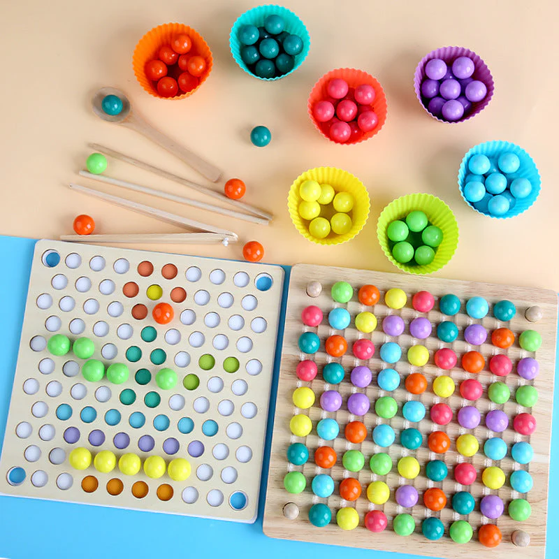 Montessori Wooden Bead Sorting Game - Image 5