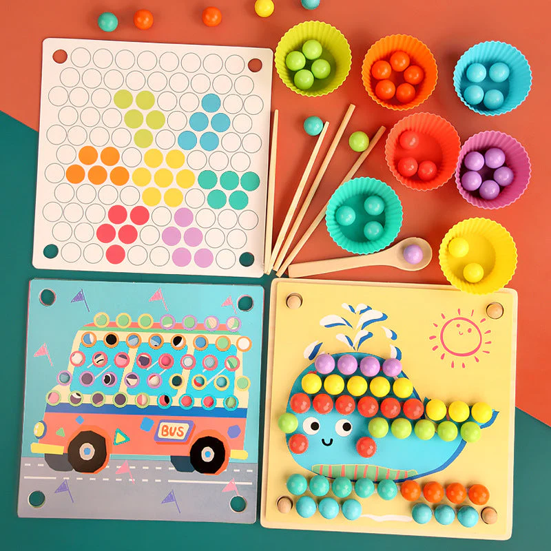 Montessori Wooden Bead Sorting Game - Image 7