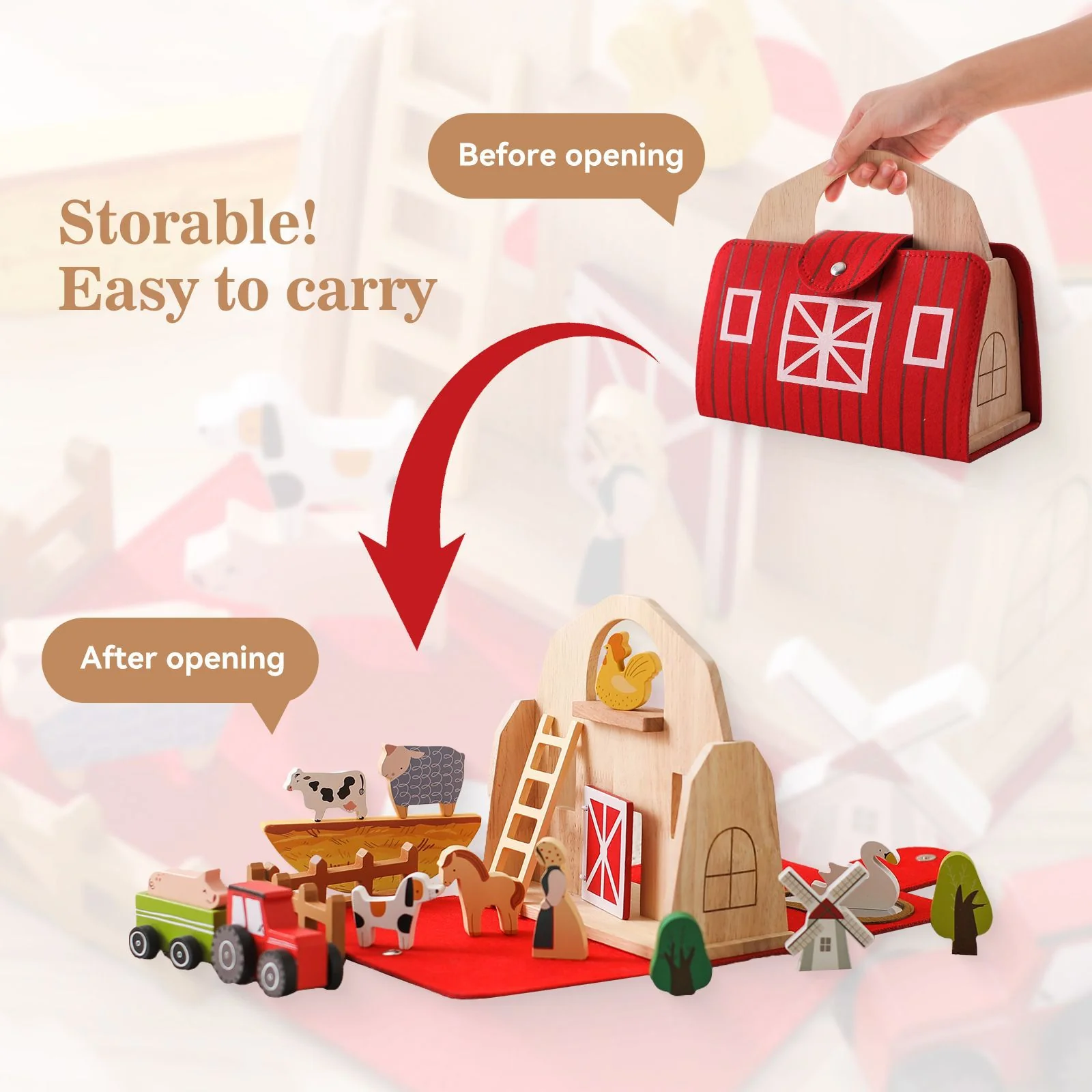 Montessori Wooden & Felt Farm Travel Toy – Perfect for On-the-Go Play - Image 3