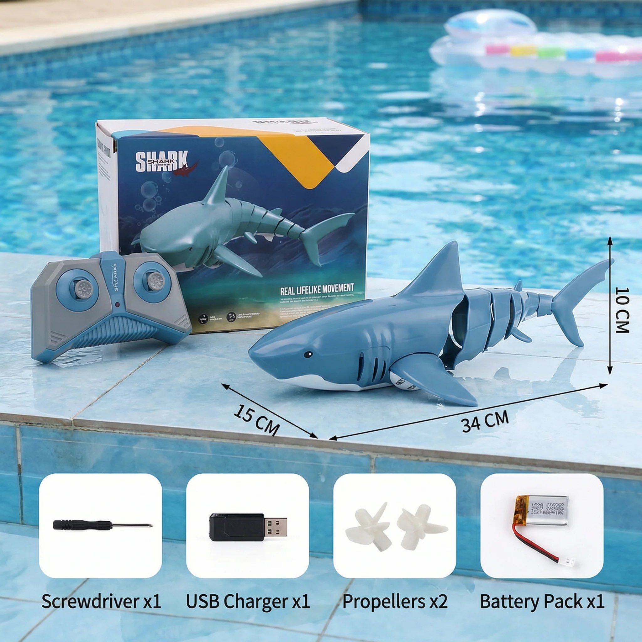 Remote-Controlled Shark Water Toy – RC Swimming Robot for Kids - Image 5
