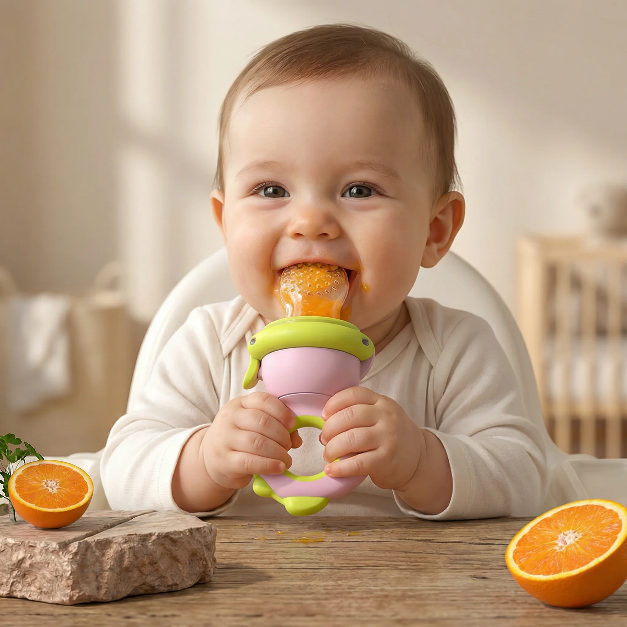 Silicone Baby Fruit Feeder & Teether with Push Mechanism - Image 7