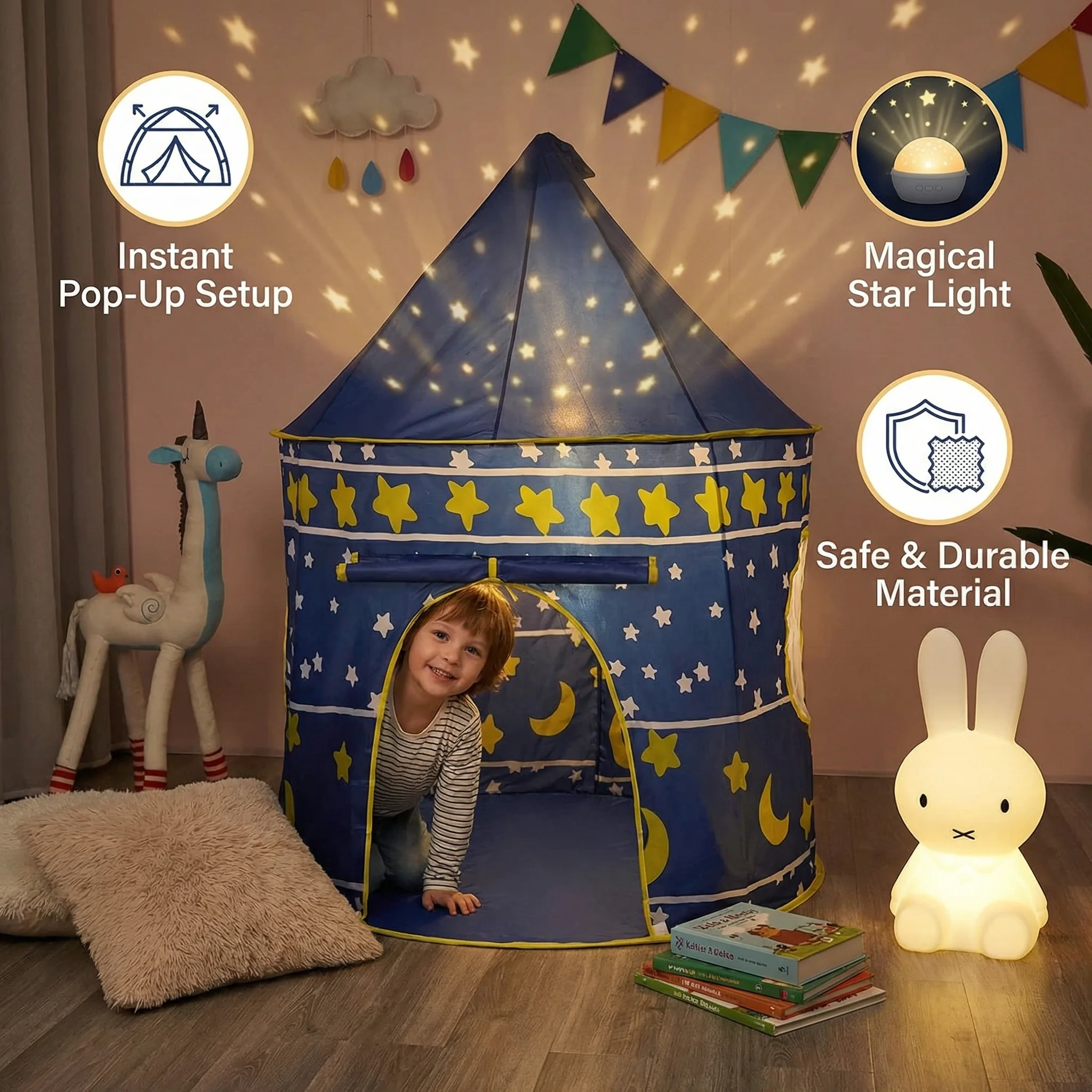 Starry Sky Kids Play Tent – Magical Castle for Little Adventurers (Indoor & Outdoor) - Image 3