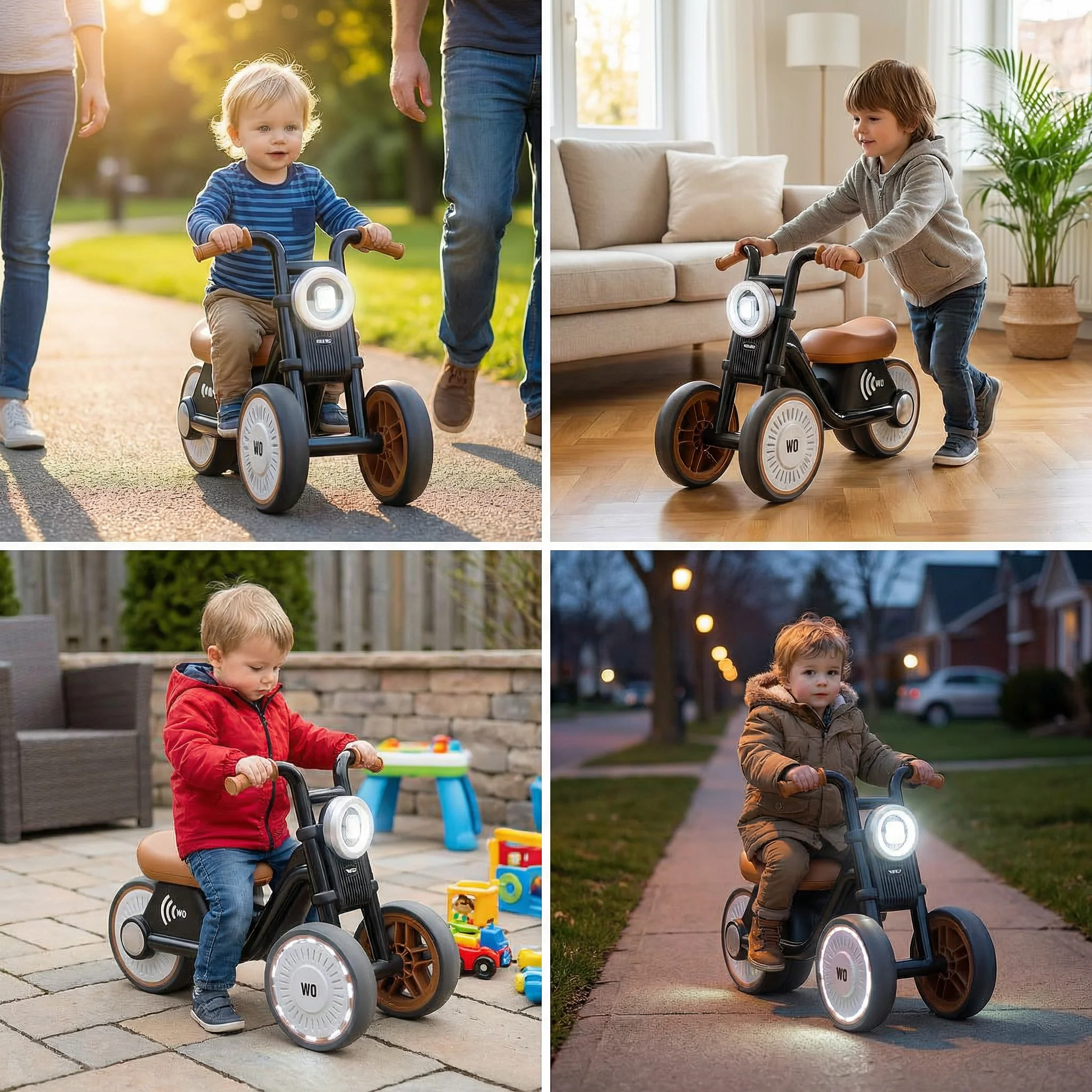 Stylish Kids Tricycle – Silent Wheels with LED Lights - Image 4