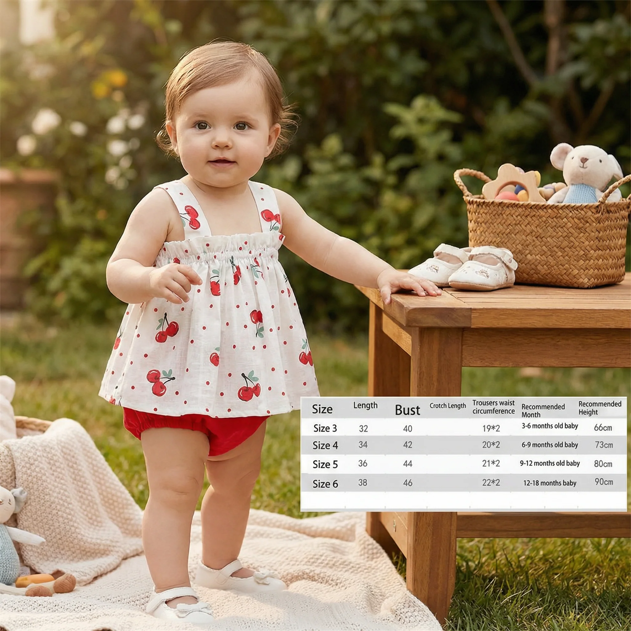Summer 2-Piece Baby Girl Outfit – Plaid Strap Dress with Matching Bloomers - Image 5