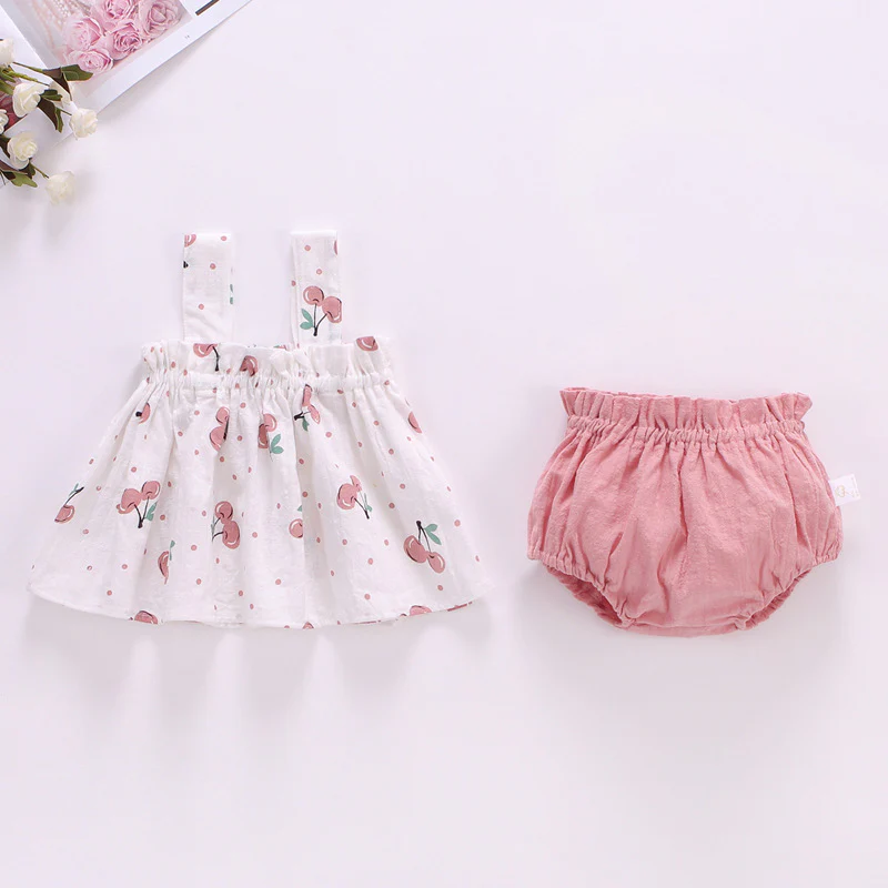 Summer 2-Piece Baby Girl Outfit – Plaid Strap Dress with Matching Bloomers - Image 6