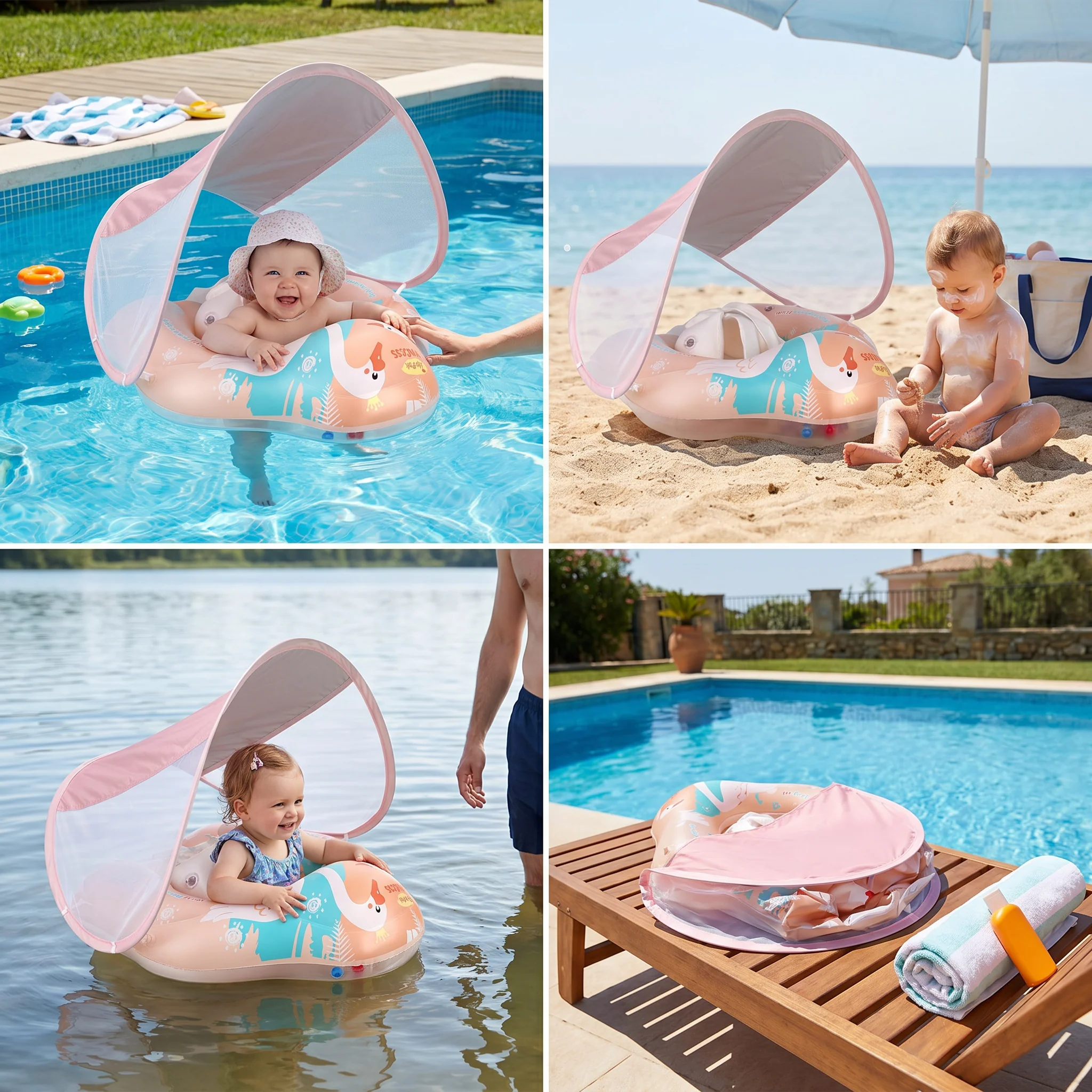 Swan Baby Swim Ring with Sun Canopy – Inflatable Safety Float Seat for Babies - Image 5