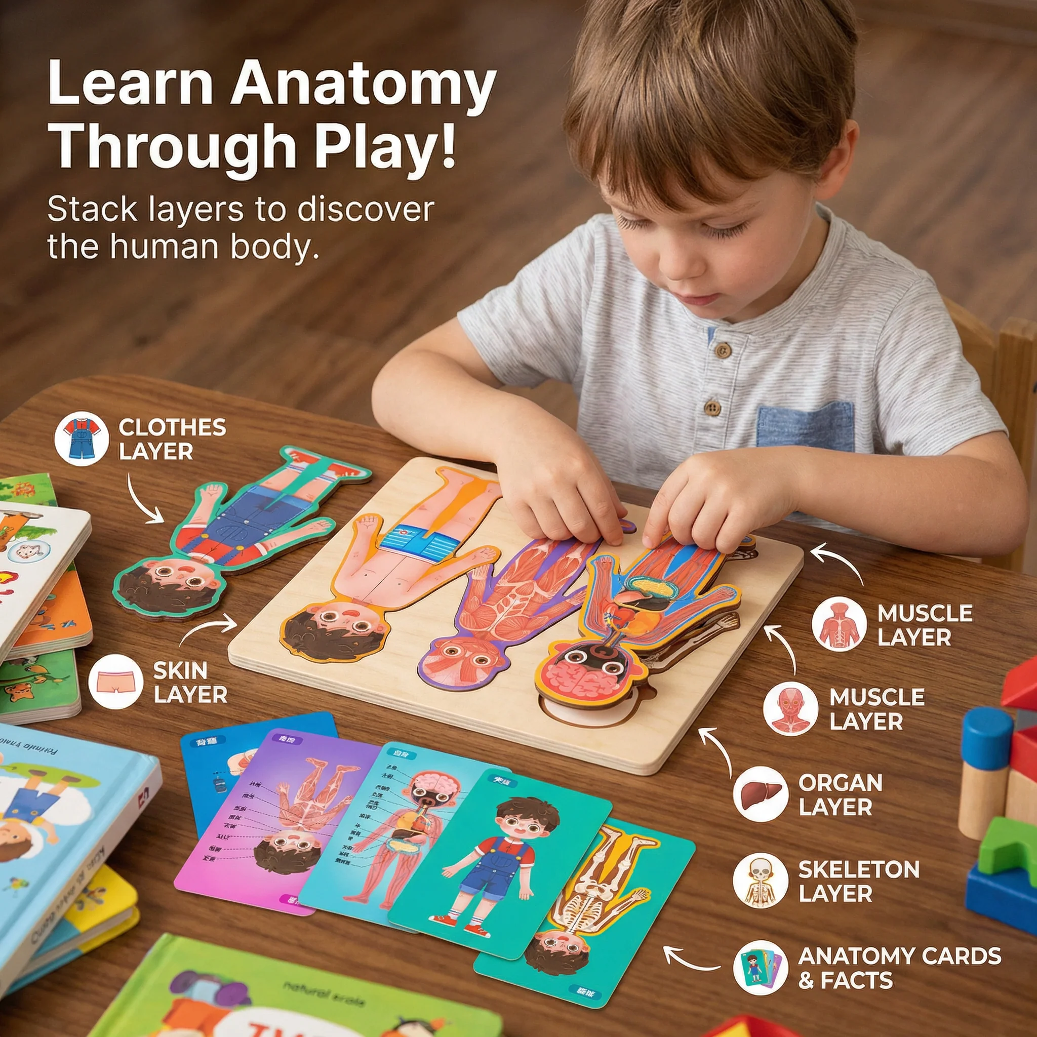 Wooden Human Body Puzzle for Kids – Learn Anatomy Through Play - Image 3